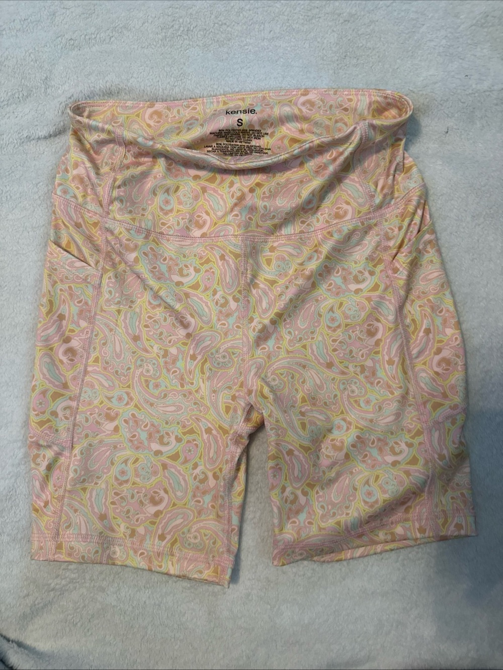 Kensie Pastel Paisley Bike Shorts in Pink & Yellow